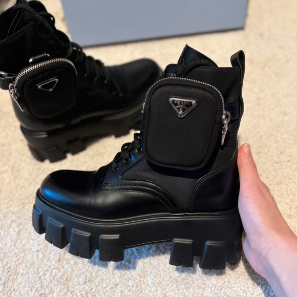 Prada Monolith brushed leather and nylon boots with pouch - Picture 9 of 12
